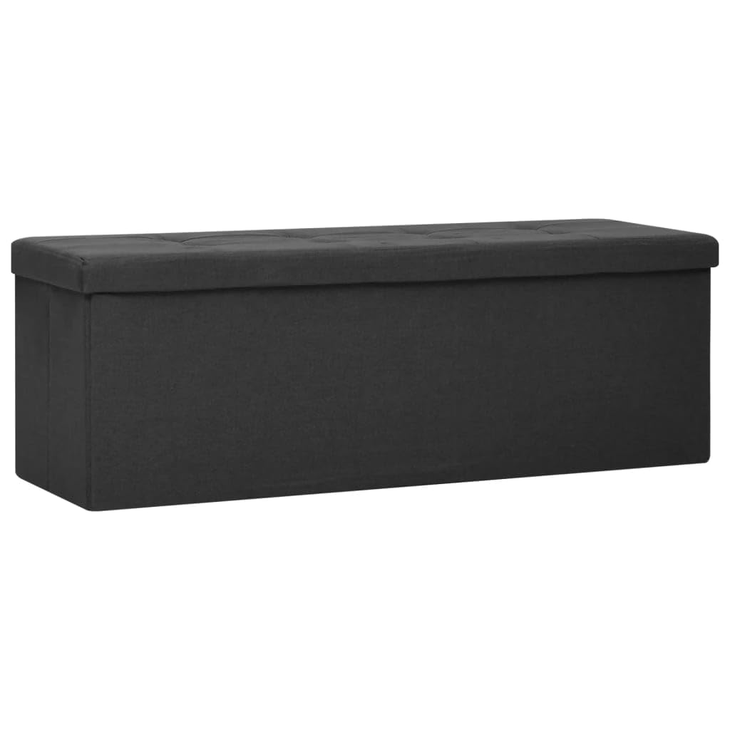 Banc de rangement pliable en faux lin noir pour l'entrée