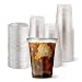 [200 SETS] Plastic Disposable Cups with Lids - Premium 16 oz (ounces) Crystal Clear PET for Cold Drinks Iced Coffee Tea Juices Smoothies Slush Soda Cocktails Beer Kids Safe (16oz Cups + Flat Lids)