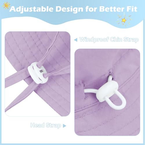 Zando 2Pcs Baby Sun Hat Toddler UPF 50+ Sun Protection Hat Adjustable Toddler Bucket Hats for Kids Summer Beach Hat 0-8T4