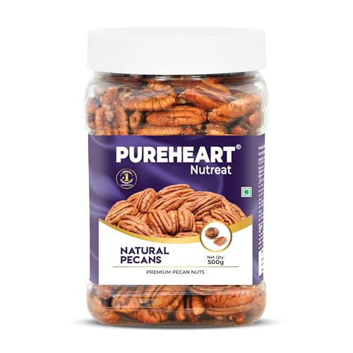 Image of Pureheart Premium Pecan Nuts 500g | Premium Natural Pecans | Healthy Dry Fruits Snack | Rich in Protein, Fibre & Antioxidants | Ideal for Snacking & Baking