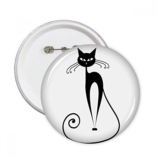 Badge chat noir silhouette broche ronde XXL décoration vêtements 5 pièces