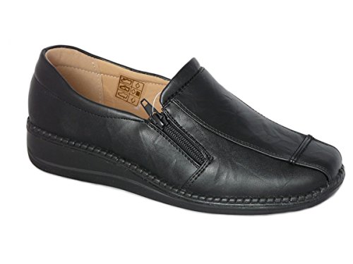 Cushion Walk Zapatos de Mujer, Mocasines sin incomodidad de Piel sintética con Doble Cremallera, Noir, 39.5 EU Cover