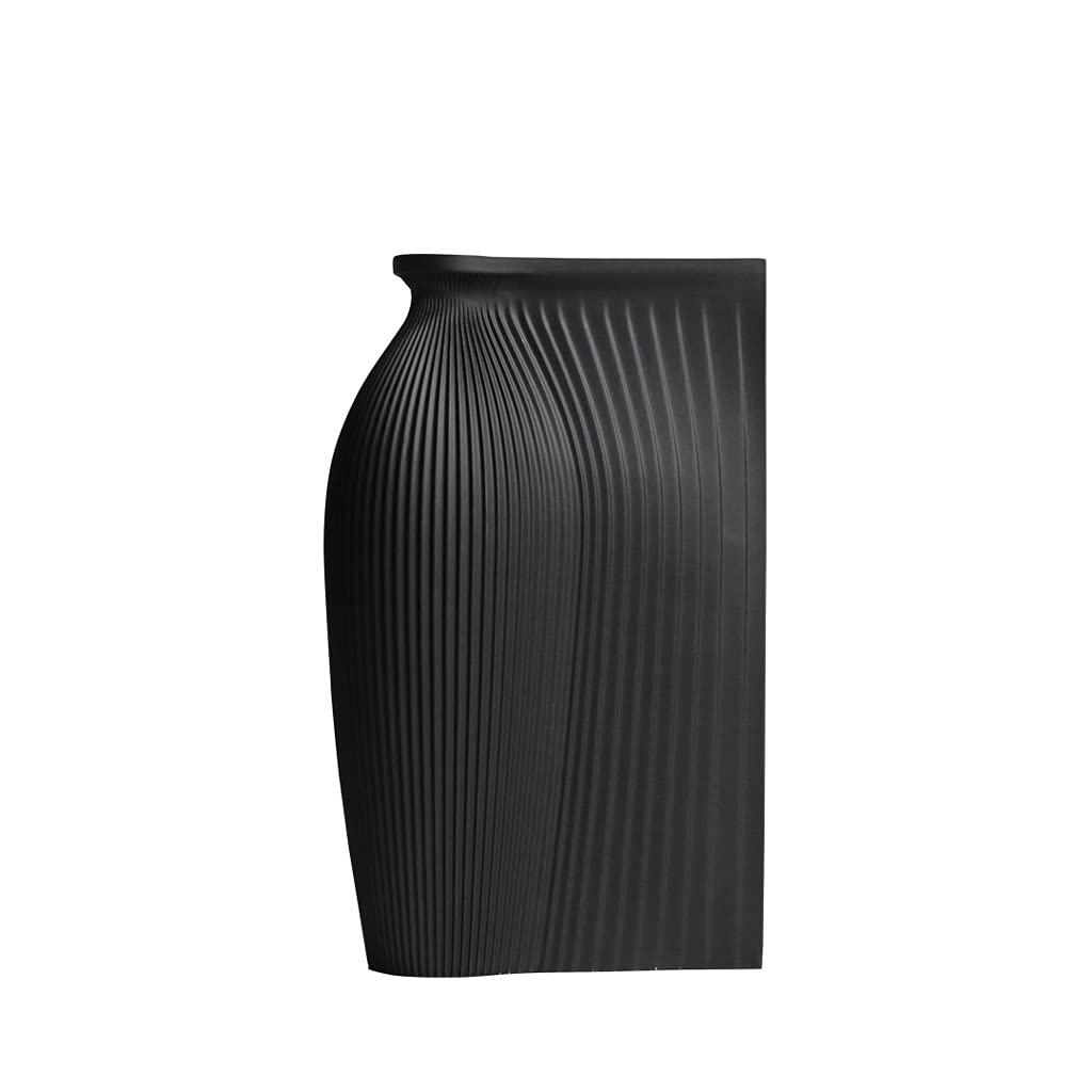Jarrón Jarrón de Resina geométrico Moderno, contenedor arreglo Floral Minimalista, Sala Creativa, Mesa Comedor, decoración jarrón Central, Oficina Florero(Negro)