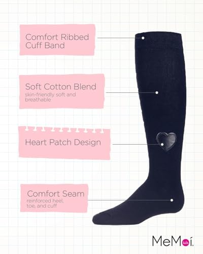 MeMoi Heart Patch Cotton Blend Girls Knee High Socks3