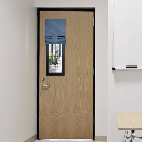 Image of RYB HOME Classroom Door Window Cover, Blackout Shades for Classroom Windows and Doors Cover Lockdown Shades, Room Darkening Design Blocks Views, W 8 x L 36, 1 Panel, Stone Blue