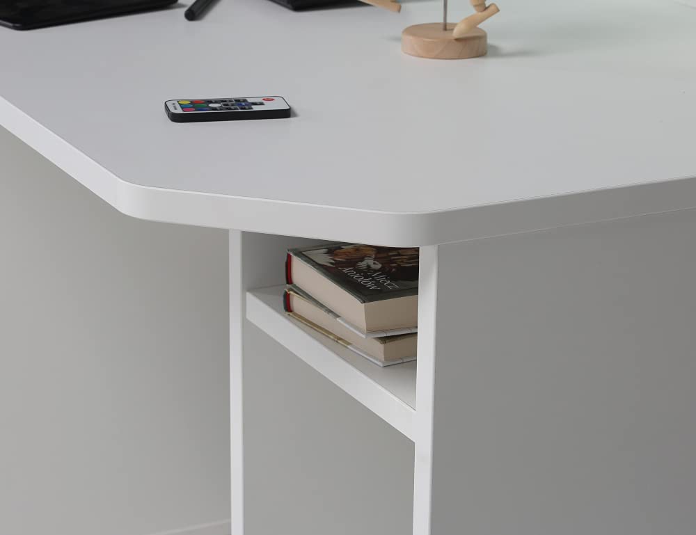 M Möbel-Direkt Deutschlands schnelle Möbel Jugendzimmer Tezaur Snow - Gamingzimmer mit Gaming-Tisch Komplett Set, MDF Weiß, Matratze & Lattenrost optional - Verschiedene Set Varianten (8 teilig)