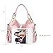 Dasein Women's Large Hobo Bag with Rhinestone Accents Vegan Leather Tote Purse Shoulder Handbag for Ladies (Pink)