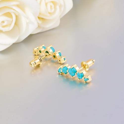 CiNily Opal Ear Crawler Earrings, 14K Gold Plated Cuff Climber Earrings Small Flat Back Stud Earrings Fashion Jewelry Mothers Day Gifts for Women Girls Hypoallergenic, White Gold, Rose Gold4