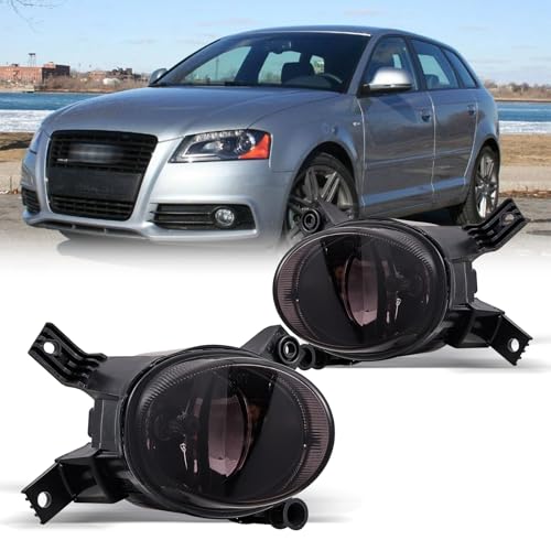 TUZILLA Fog Lights Fit for 2008-2013 Audi A3 Quattro Base/TDI Hatchback; Sport Package A4/S4 (Quattro Cabriolet Convertible, Sedan, Avant Wagon) 2005-2008 Smoke glass