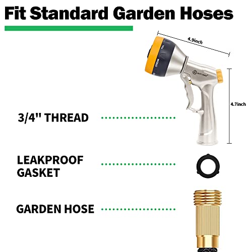 Automan Garden Nozzle Sprayer, High Pressure Spray Nozzle, 100% Metal Water Hose Nozzle, 7 Patterns Watering Nozzle, Heavy Duty Sprayer Garden Nozzle For Watering Plants & Lawns, Washing Cars & Pets #TOP5