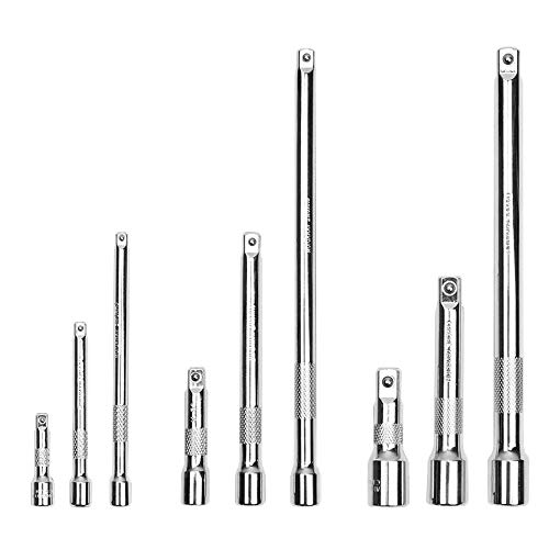 Image of 9-Piece Socket Extension Bar Set, Ratchet Extension Bar Set,1 /4 inch, 3 /8 inch, and 1 /2 inch Impact Drive Socket, Drive Tool Accessory, CR-V Steel Storage Tray
