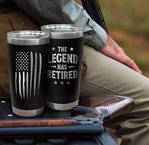 Prpinkrain Retirement Gifts For Men 2023 - The Legend Has Retired - American Flag Tumbler, Retirement Gag Gifts Idea For Men, Him, Dad, Grandpa, Husband, Coworkers #TOP2