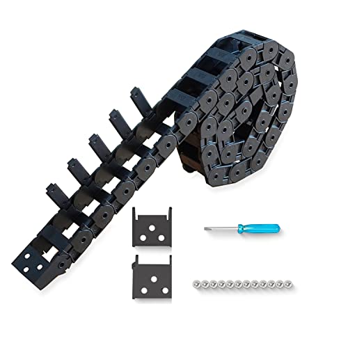 39.3 inch Cable Drag Chain Carrier R28 18x37mm (Inn H x W) Plastic Black Open Type for CNC Router Mill and 3D Printer, with Extra Ends,Screwdriver,Screws