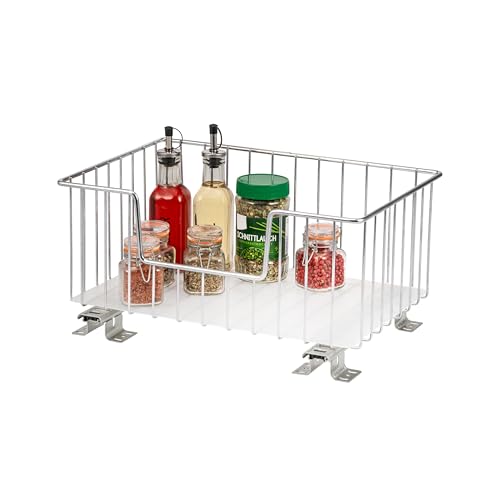 bremermann Korbauszug für Oberschränke 40 cm Breite, ausziehbarer Schrankeinsatz für Oberschränke, Regale und Speisekammer, Teleskop-Gewürzregal - Teleskopschublade mit Einlegeboden, Chrom