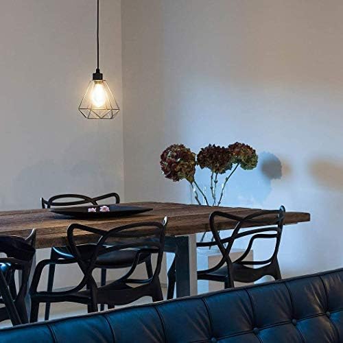 2er Set Metal Wire Birdcage Lampshade - Industrial Bulb Guard Holders - Black Diamond Cage Pendant Light Shades DIY Lighting Clamp On Steel Lamp Cage for Wall Lamp Hanging Lights Ceiling Fan Light