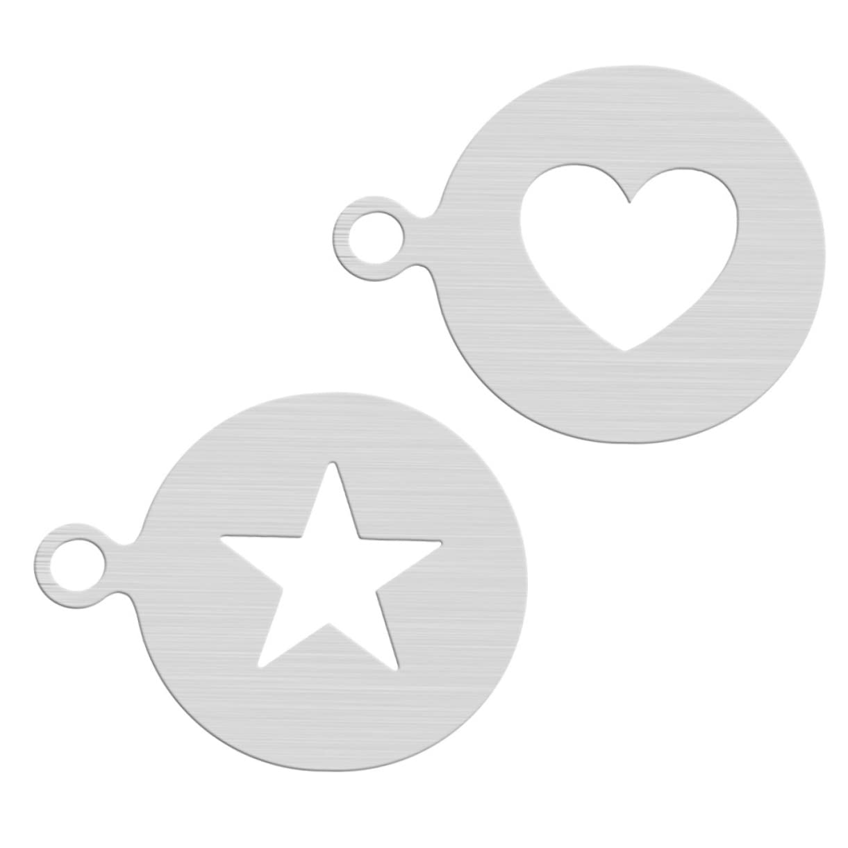 SHOWERORO Coffee Stencils Set Stainless Steel Latte Art Molds Heart Star Stencils Sugar Sieve