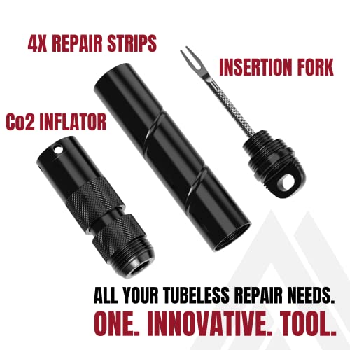 Image of KOM Cycling Tubeless Tire Repair Kit for Bikes - 8 Colors! Fixes Mountain Bike and Road Bicycle Tire Punctures - Includes Tire Repair Fork and Reamer, 8 Bacon Strips. Tubeless Bike Tire Repair Kit