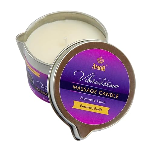 Vibratissimo Massagekerze Japanese Plum 50 ml mit Pflaumen Duft aus Nat&uuml;rlichen Rohstoffen und Kokos&ouml;l f&uuml;r Empfindliche Haut Geeignet