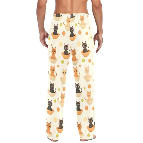 Cat Brown Cup Men's Pajama Pants Lightweight Sleepwear Bottom Lounge Pants3