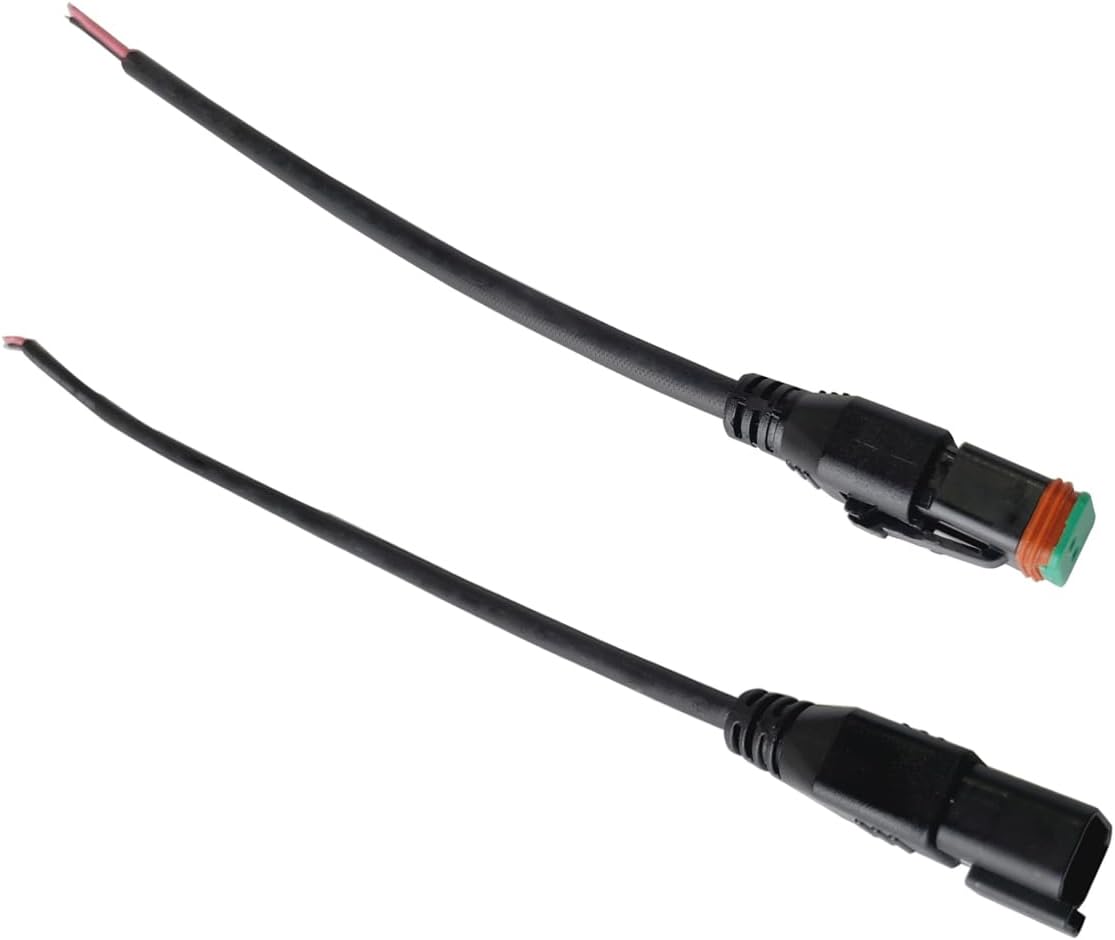 Lightronic 10 Set DT Connector 2 Pin Black 16-20 AWG Male and Female auto Waterproof Electrical Wire Connector Plug with Pigtail Wire for Below 180W Led Lights