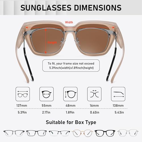 Image of HAOLOTA Polarized Fit Over Glasses Sunglasses for Women Men Trendy Square Wrap Around Shades UV Protection