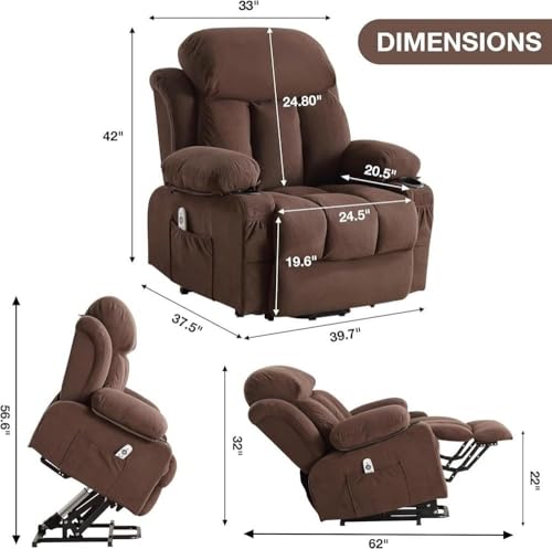 Sillón reclinable con masaje y calor color único miniatura 3