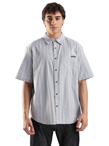 Calvin Klein Jeans Striped Relaxed-Fit Oxford Woven Shirt