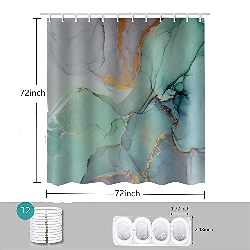 Natu2Eco Colourful Marble Shower Curtains For Bathroom Sets Fabric With 12 Hooks Watercolor Abstract Ink Paint Blue Green Jade Texture Purple And Gold Stripes Machine Washable Digital Printing Decor #TOP1