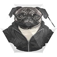 RPLIFE Umbrella, Lightweight Durable Umbrella for Sun for Women, Travel Umbrellas for Sun, Funny Pug Dog Print