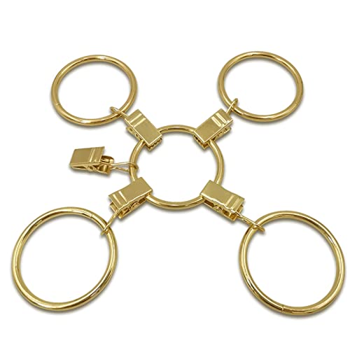 image for LLPJS 20 Pack Metal Curtain Rings with Clips, Curtain Clip Rings Hooks