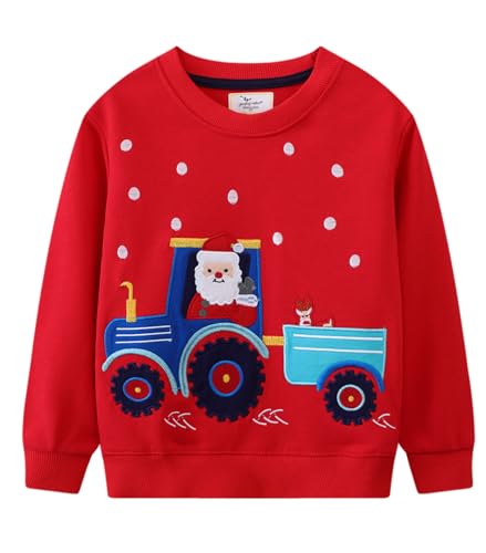 Image of LOKTARC Toddler Boys Graphic Crewneck Sweatshirts 2-Pack, Sizes 2T-7 | Cotton Blend French Terry, Dinosaur, Construction and Shark Graphics, Ribbed Trim, Preschool Daycare Outdoor