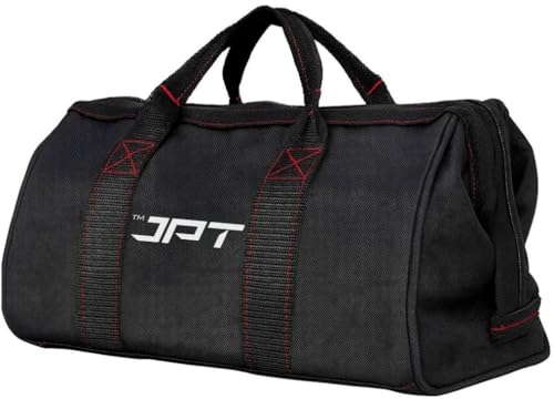 Image of JPT 13-Inch Heavy Duty Tool Bag, Wide Mouth Tool Storage Bag, Large Capacity Tool Tote Bag for Electricians, Power Tools Organizer