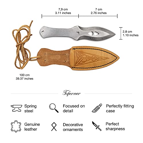 Toferner Hand Forged Knife- Brown - Marksmanship- Sports- Hand Made Genuine Leather Case- Hardened Blade - Vintage-Great Gift Idea You Can Wear This Knife On Yo #TOP2