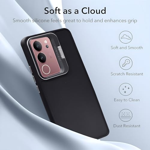 Image of A rtistque Silicone Back Cover Case for Vivo V29 / V29 Pro 5G with Camera Stand | Shockproof TPU | Stylish Protective Design | Slim Fit | Ultra Matte |Vivo V29 / V29 Pro 5G Back Cover - Black