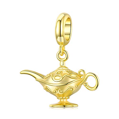 HMMJ Breloques en Argent S925 Pendantes pour Femmes Filles, Pendentif Lampe à Souhait théière Magique Compatible avec Pandora Troll Chamilia Biagi ou d'autres Styles de Colliers européens