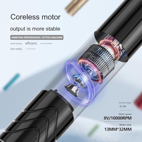Bigcan Professional Eyebrow Tattoo Machine - Lightweight Aluminum Pen for Liner, Shader & Lip, Silent Coreless Motor, Precise Needle Control, CNC Integrated Carving,Red - Image 5
