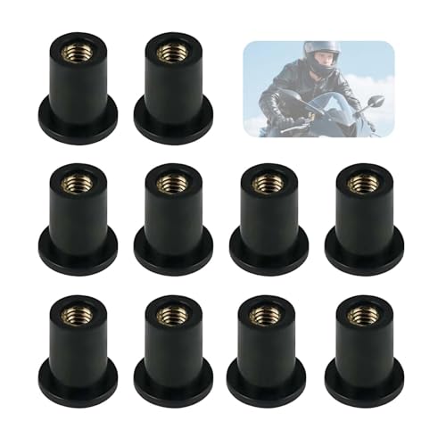 Nevoluxer 10 Pz/Set M4/M5 Gomma Dadi Parabrezza, Carenatura Bulloni Moto per Motociclo, Moto Parabrezza Fixing Nuts, Dado del Parabrezza (M4)