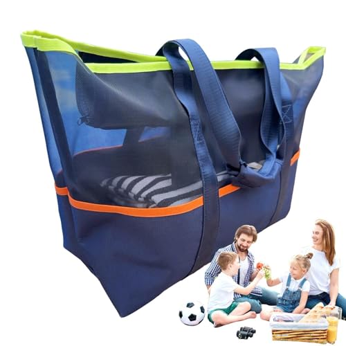 Beach Tote Bag - Mesh Beach Bag | Waterproof Foldable Mesh Bea Bags | Bea Travel Handbag | Large Capacity Holiday Clothes Grocer