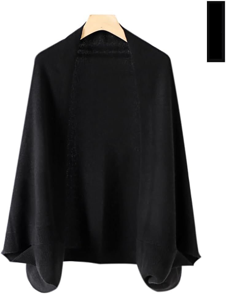 Women's Lightweight Wool Shawl Wrap Scarf with Sleeves Outer Warm Knitted Open Front Poncho Cape Fall Winter - Image 7