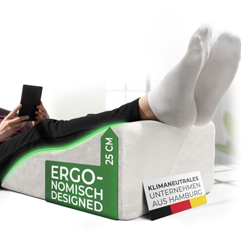 WELL B4 Ergonomisches Venenkissen zum Beine hochlagern HOCH - Beinhochlagerungskissen Beinauflage Keilkissen Stützkissen für Beine & Knie ideal als Lymphkissen und Venenkeil