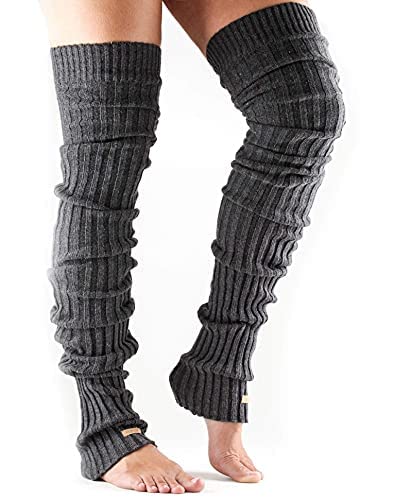 Toesox Women's Thigh High Ribbed Knit Leg Warmers (Charcoal Grey) #TOP17