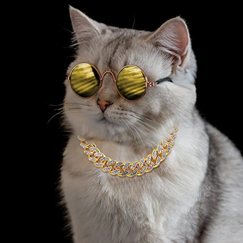 Jadive 4 Pcs Hip Hop Faux Gold Chain Necklace Bracelet Fake Chunky Necklace Stainless Steel Punk Jewelry for 80s 90s Rapper(8 Inch, 18 Inch, 20 Inch, 24 Inch, Simple Style)