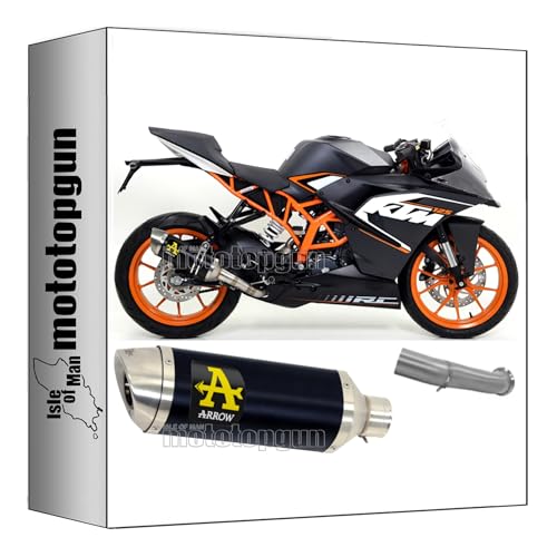 arrow 71860AON* auspuff zugelassen thunder aluminium schwarz endkappe edelstahl kompatibel mit ktm rc 125 2017 2018 2019 2020 mototopgun