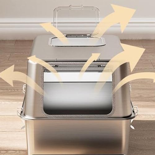 Arenero para gatos de acero inoxidable con tapa y alta capacidad miniatura 4