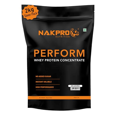 Image of NAKPRO NUTRITION Perform Whey Protein Concentrate | 2kg Unflavoured | 26g protein, Trustified Certified