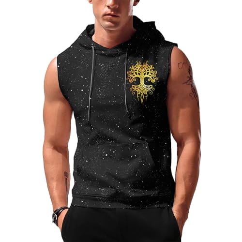 Men's Sleeveless Hoodies Workout Gym Sweatshirt Muscle Fit Fashion Athletic Hoodies Pullover Hooded