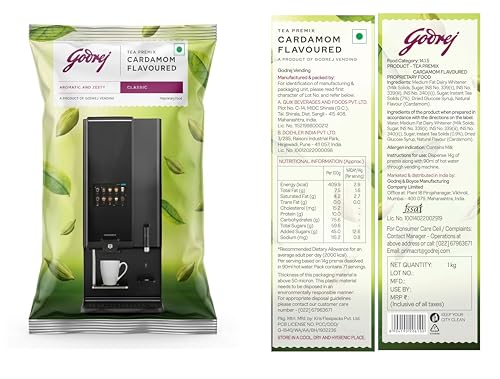 Image of Godrej Vending Cardamom Instant Tea Premix Easy to Use - 3 in 1 Tea - Piping Hot Tea Suitable for Vending Machine - 1 kg