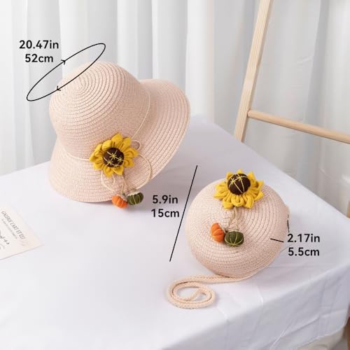 Straw Sun Hat with Sunflower for Girls Outdoor Summer Beach Play2