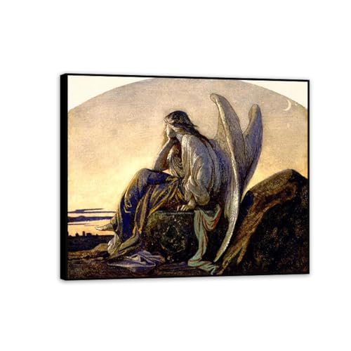 Affiche Alexandre Cabanel L'ange du soir avec cadre noir pour décoration murale