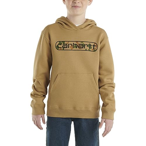 Carhartt Little Boys CA6473 Graphic Hoodie, Dark Khaki/Camo Graphic - Boys Size 5.